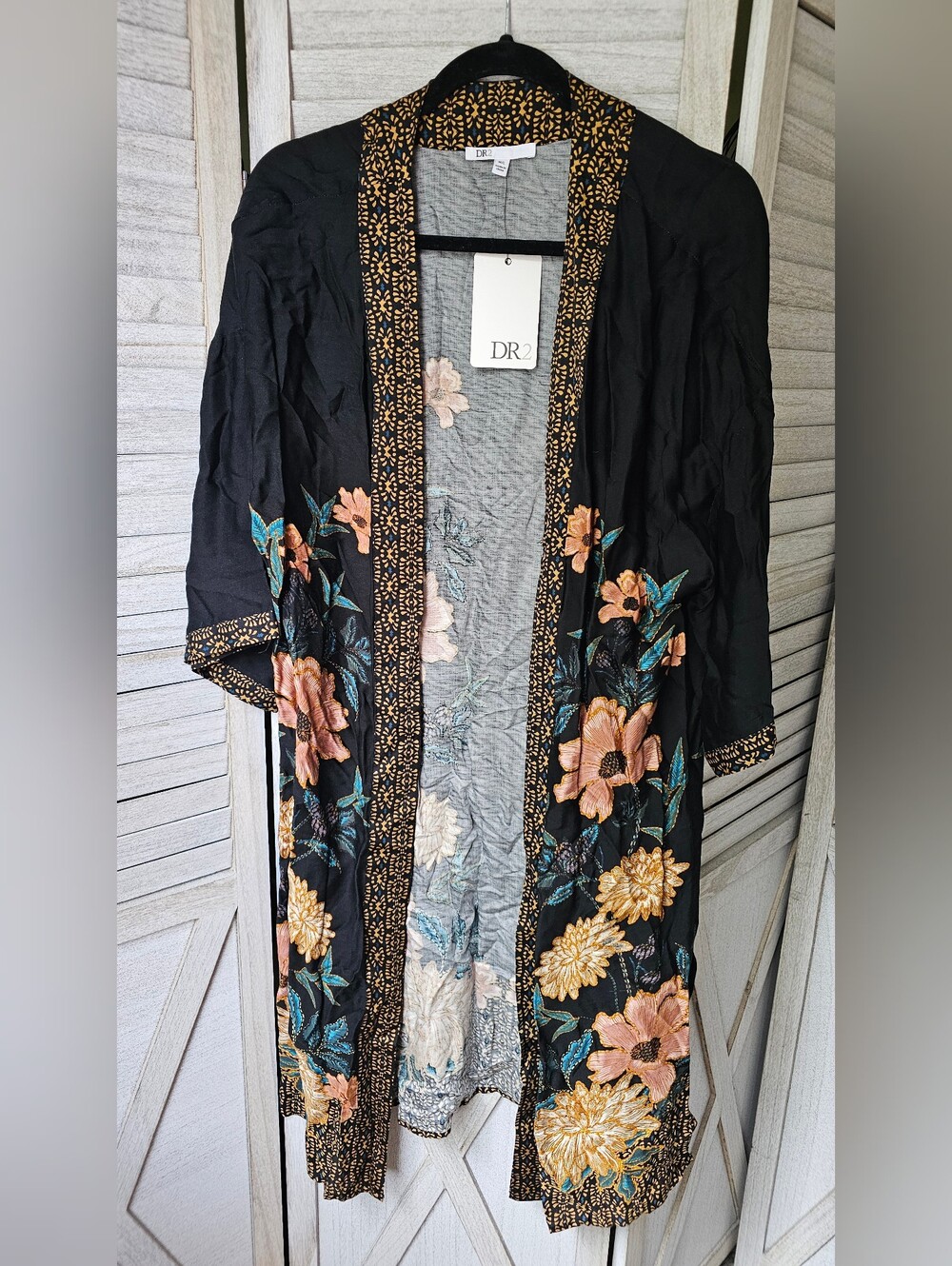 NWT DR2 Floral Print Open-Front Kimono